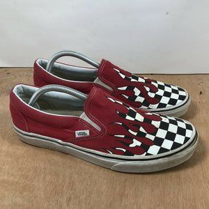 Vans Slip On Flaming Checkered Board Men’s Size 10.5 Skate Casual Shoes Sneakers